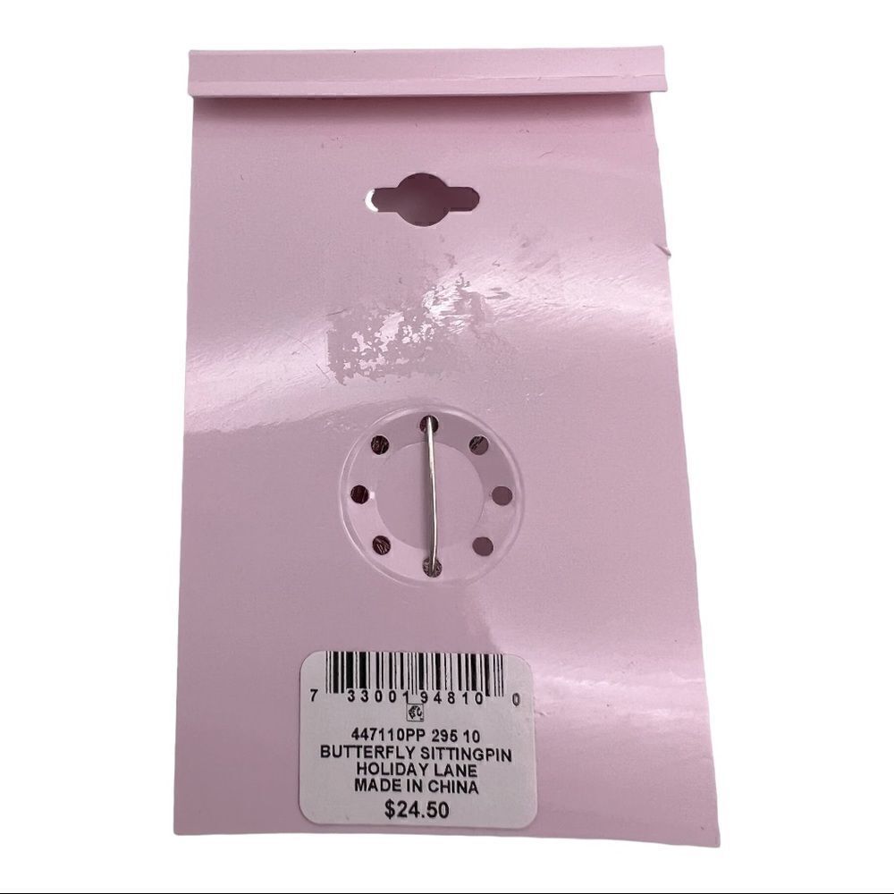 Charter Club Holiday Lane Silver-Tone Pink Pavé Triple Butterfly Pin New - Picture 3 of 3